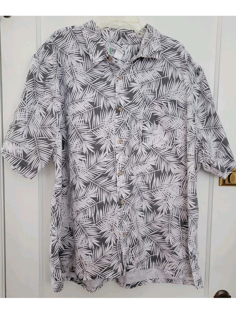 Haband 3X Tropical Shirt Mens Palm Print Button Up Short Sleeve Casual